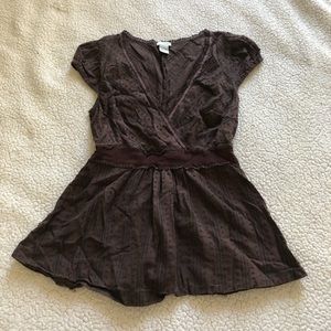 Anthropologie | Brown Peplum Top
